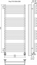 Terminus Полотенцесушитель водяной Рид П16 530x1200 хром – фотография-3