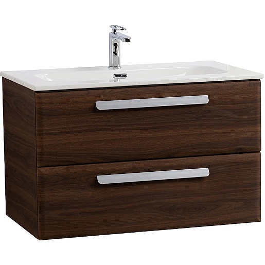 Cezares Тумба с раковиной Eco Cer-N 80 орех шоколад софт CZR-8073-80 ручки серые – фото-1