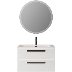 Cezares Тумба с раковиной Eco Cer-N 80 bianco opaco CZR-8073-80 ручки матовые чёрные – фотография-7