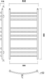 Domoterm Полотенцесушитель Калипсо П9 500x800 черный – фотография-4