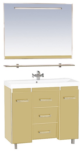 Misty Мебель для ванной Джулия QVATRO 120 конус 3 ящика бежевая – фото-1