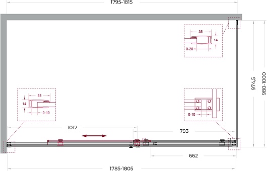 BelBagno Душевой уголок Soft Close-2 SOFT_CLOSE-2-AH-1-180/100-C-GM 180x100 профиль оружейная сталь стекло прозрачное – фотография-12