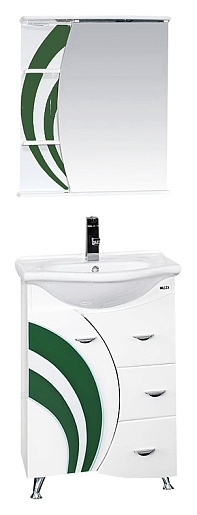 Misty Мебель для ванной Каролина 60 3 ящика L зеленое стекло – фото-1