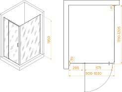 RGW Душевой уголок Passage PA-078B (PA-008B + Z-050-2B) 90x120 профиль черный стекло прозрачное – фотография-3