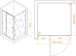 RGW Душевой уголок Passage PA-078B (PA-008B + Z-050-2B) 110x110 профиль черный стекло прозрачное – фотография-3