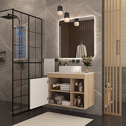 Teymi Тумба с раковиной Nura 80 Lori 50 подвесная дуб/белый – фотография-11