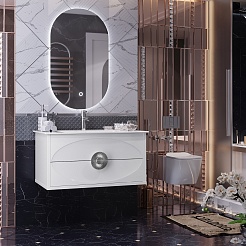 Opadiris Мебель для ванной Ибица 90 с овальным зеркалом подвесная белая/хром – фотография-2