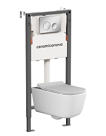 Ceramicanova Подвесной унитаз New Day Rimless с системой инсталляции Balance кнопка Circle хром глянцевый – фотография-1