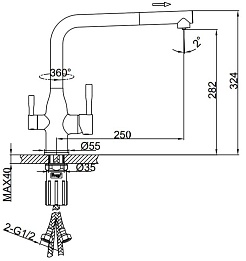 Frap Смеситель для кухни F4396-36 черный – фотография-4