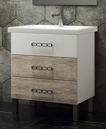  Тумба с раковиной Боско 60 белый/орегано (светлый) – фотография-1