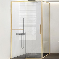 Vincea Душевой уголок Slim Soft 110x100 VSR-1SS1011CLG профиль брашированное золото стекло прозрачное