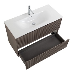 BelBagno Тумба с раковиной Uno 100 подвесная Бежевый матовый с раковиной BB-8099-100 – фотография-11