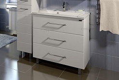 СанТа Мебель для ванной Омега 80 напольная, зеркало Стандарт – фотография-3