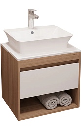Teymi Тумба с раковиной Ritta 55 дуб эврика/белый матовый подвесная T60519 раковина T50002 – фотография-1