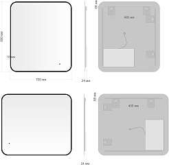 Aquanet Зеркало Контур 80x70 Led TX с подсветкой черное – фотография-4