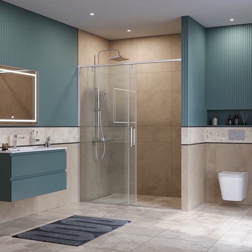 BelBagno Душевая дверь в нишу Soft Close-1 SOFT_CLOSE-1-BF-1-150-C-Cr 150x200 профиль хром стекло прозрачное – фотография-4