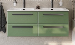 Cezares Тумба с раковиной Eco Cer-N 120 с 4 ящиками фисташковый софт CZR-8095-120-2 ручки матовые чёрные – фотография-1