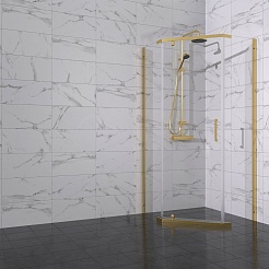 Triton Душевой уголок Дека-Голд 100x100 стекло прозрачное профиль золото – фотография-5