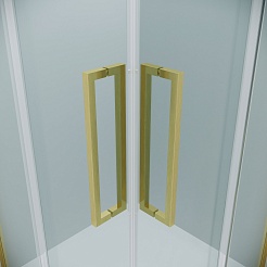 Grossman  Душевой уголок Cosmo 100x100x195 профиль золото сатин стекло прозрачное – фотография-8