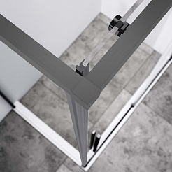 Vincea Душевой уголок Slim-N 130x90 VSR-4SN9013CLGM профиль вороненая сталь стекло прозрачное – фотография-4