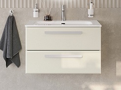 Cezares Тумба с раковиной Eco Cer-N 80 брашированная альпака CZR-8073-80 ручки сатин – фотография-1