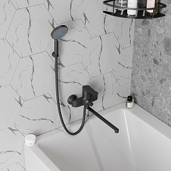 Teymi Смеситель для ванны с душем Lori T10267 универсальный черный матовый – фотография-6