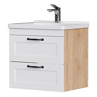 Equil Тумба с раковиной Lago 70 2 ящика подвесная белая/дерево