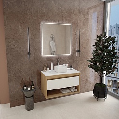 Teymi Тумба с раковиной Ritta 85 дуб эврика/белый матовый T60531 раковина T50303 – фотография-2