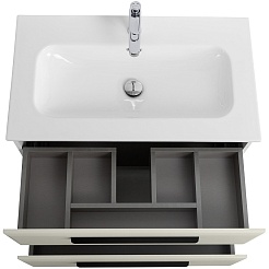 Cezares Тумба с раковиной Eco Cer-N 80 брашированная альпака CZR-8073-80 ручки матовые чёрные – фотография-5