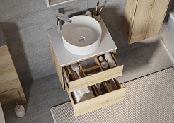 Акватон Тумба с раковиной и белой столешницей Либерти 60 Mila 40 дуб эльвезия – фотография-3