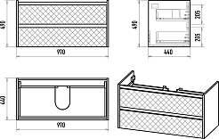 Brevita Тумба под раковину Chester 100 подвесная серый/дуб чарльстон темно-коричневый – фотография-6