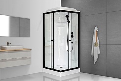 Royal Bath Душевая кабина HP RB 80HP1-T-BL 80x80 стекло прозрачное профиль черный матовый – фотография-2