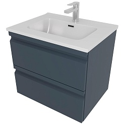 Aquatek Тумба с раковиной Вега 60 подвесная матовая серая – фотография-1