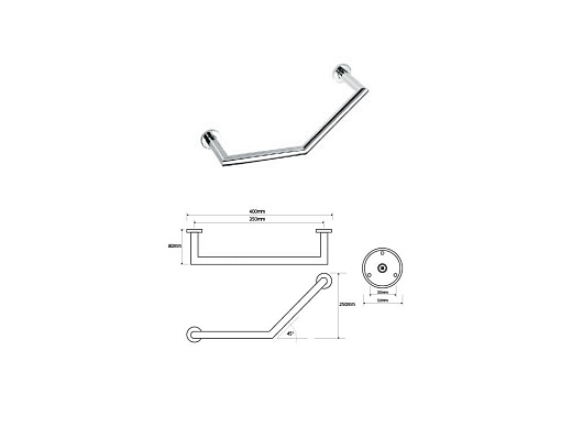 Bemeta Поручень для ванной изогнутый Omega 104307621 – фотография-2
