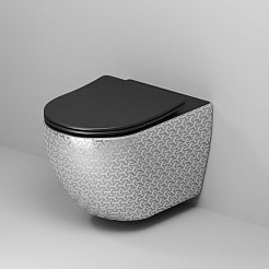 Grossman Унитаз подвесной Color GR-4411SBRS серебро/черный с текстурным узором – фотография-5