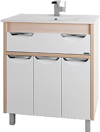 Водолей Тумба с раковиной "Габи 75" белый/дуб – фотография-1