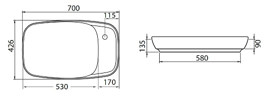 Allen Brau Мебельная накладная раковина Liberty 70 4.32012.AN антрацит – картинка-7