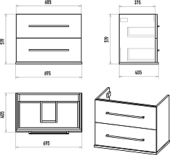 Misty Тумба под раковину Модерн 70 подвесная белая – фотография-7