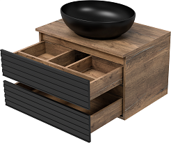 Brevita Тумба под раковину Dakota 70 подвесная дуб галифакс олово/черный кварц – фотография-4