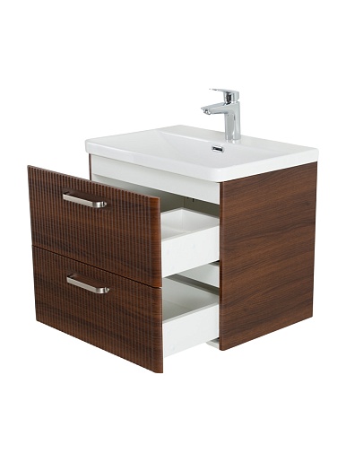 BelBagno Тумба с раковиной Due 50 подвесная Noce ручки Матовый атласный никель – фотография-2