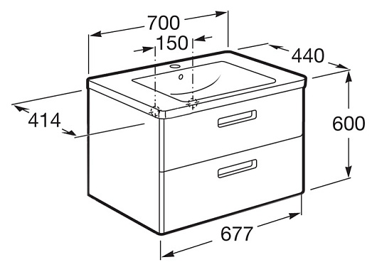 Roca Мебель для ванной Gap 70 белый пленка – картинка-5