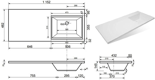Style Line Умывальник Даллас 115 R – фотография-4