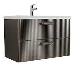 BelBagno Тумба с раковиной Due 80 подвесная Оружейная сталь ручки Матовый атласный никель – фотография-1