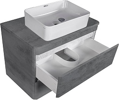 Style Line Тумба для умывальника подвесная Атлантика 60 бетон темный, со столешницей – фотография-3