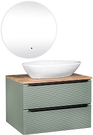 Runo Тумба с раковиной Орлеан 70 Terzo подвесная зеленая/дуб натуральный – фотография-8