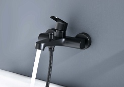 Aquatek Смеситель для ванны с душем Оберон AQ1240MB матовый черный – фотография-2