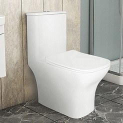 Azario Унитаз-моноблок Lodi AZ-8617B безободковый с функцией биде с бачком с сиденьем микролифт белый – фотография-2