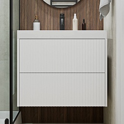 Vivon Тумба под раковину Kristi 70 подвесная белая матовая рифленая – фотография-5