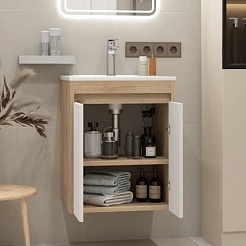 Teymi Тумба с раковиной Netta 50 подвесная дуб/белый – фотография-5