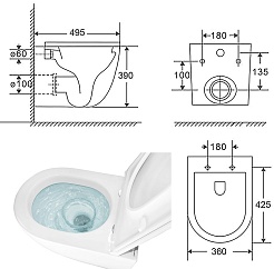 Azario Унитаз подвесной Trevi AZ-0093UQ3 безободковый белый – фотография-12
